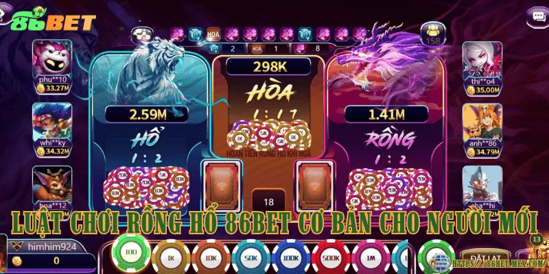Rồng hổ 86BET – Luật chơi và các loại cửa cược Luật chơi rồng hổ 86BET cơ bản cho người mới